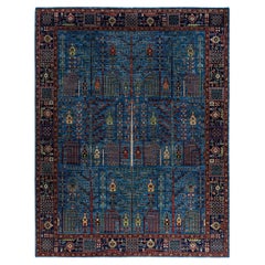 Tapis traditionnel Serapi noué à la main bleu de 7' 10" x 10' 2"