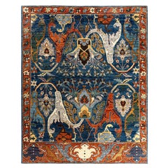 Traditional Serapi Hand Knotted Wool Blue Area Rug 7
 10" x 9
 10"