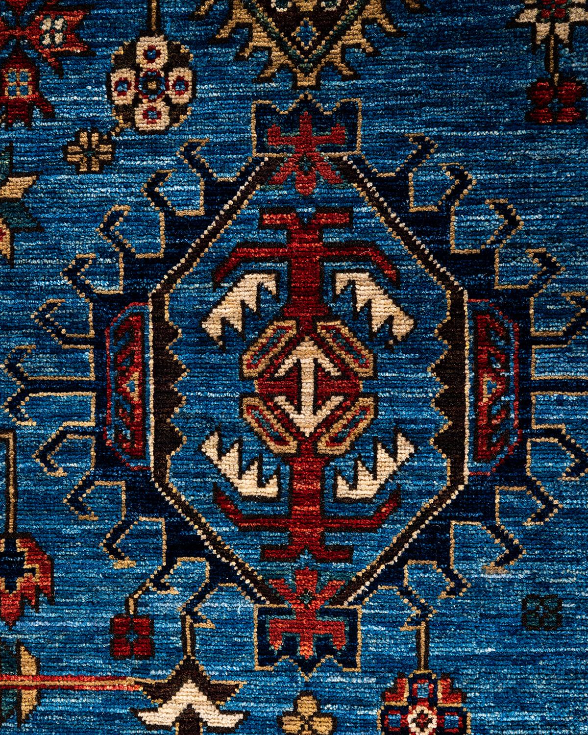 Pakistanais Tapis traditionnel Serapi noué à la main bleu de 7' 11