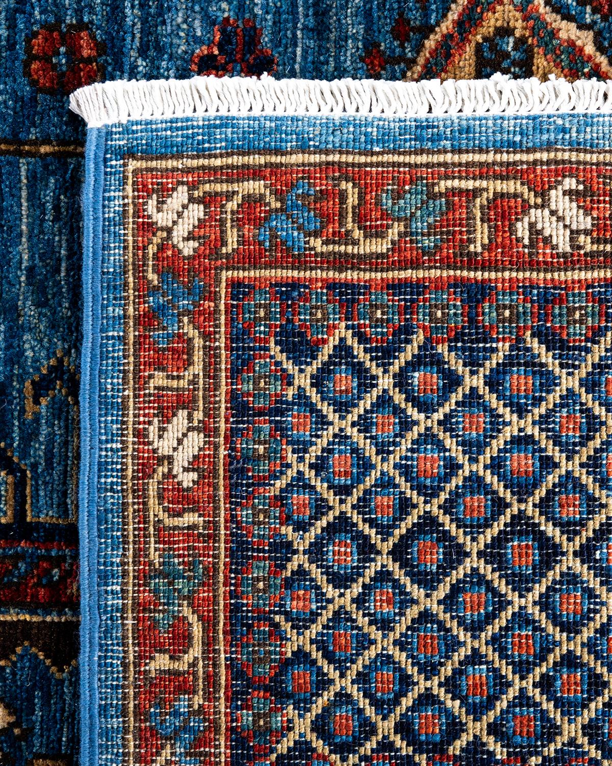 XXIe siècle et contemporain Tapis traditionnel Serapi noué à la main bleu de 7' 11