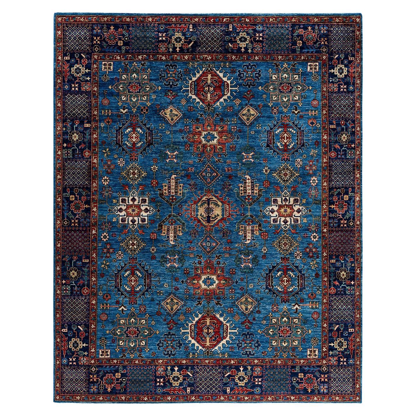Traditional Serapi Hand Knotted Wool Blue Area Rug 7' 11" x 9' 10"