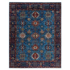 Traditioneller handgeknüpfter blauer Serapi-Teppich aus Wolle 7' 11" x 9' 10"