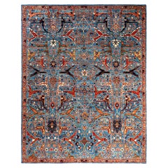 Traditional Serapi Hand Knotted Wool Blue Area Rug 7
 9" x 9
 9"