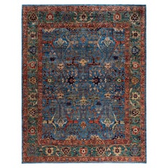 Traditional Serapi Hand Knotted Wool Blue Area Rug 8
 0" x 9
 11"