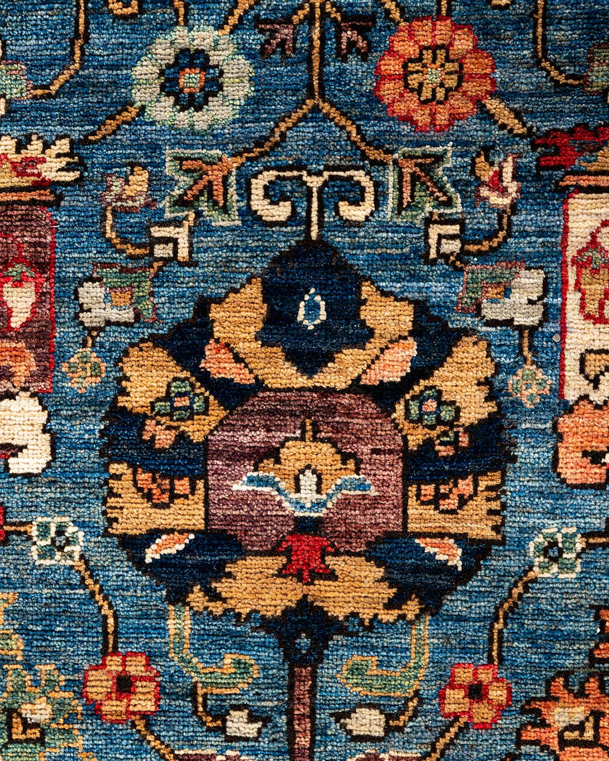 Pakistani Traditional Serapi Hand Knotted Wool Blue Area Rug 8' 0