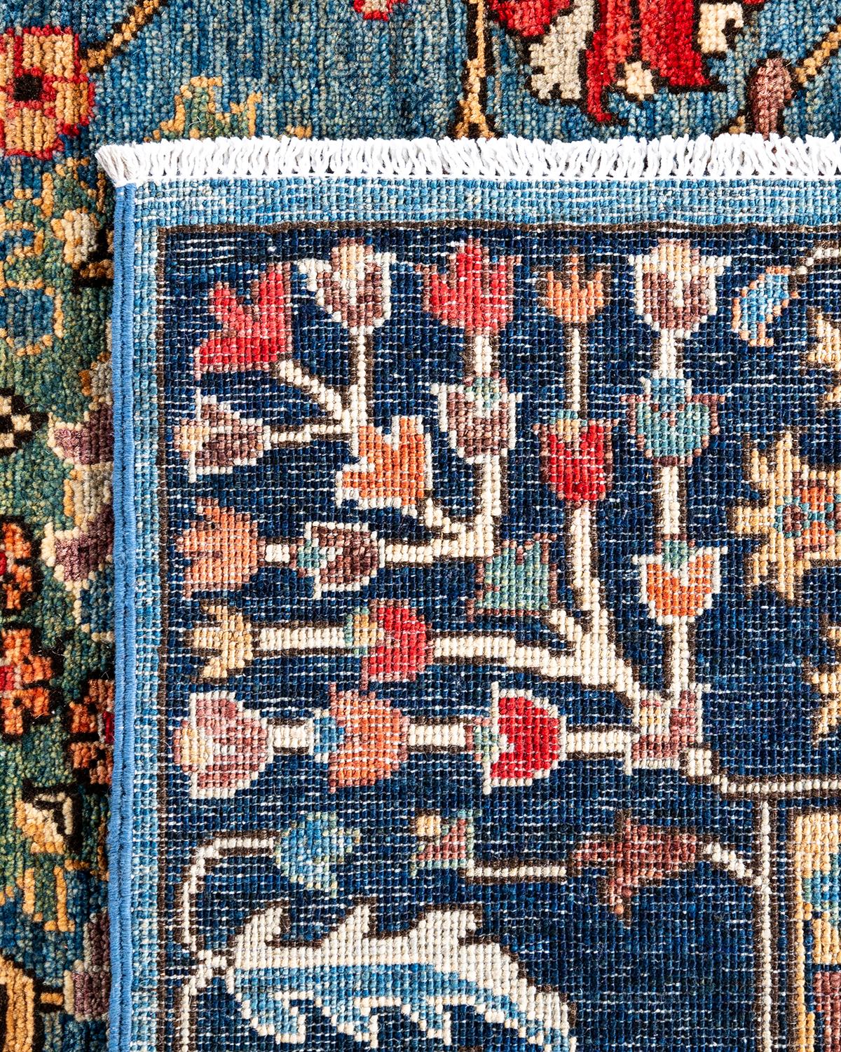 Contemporary Traditional Serapi Hand Knotted Wool Blue Area Rug 8' 0