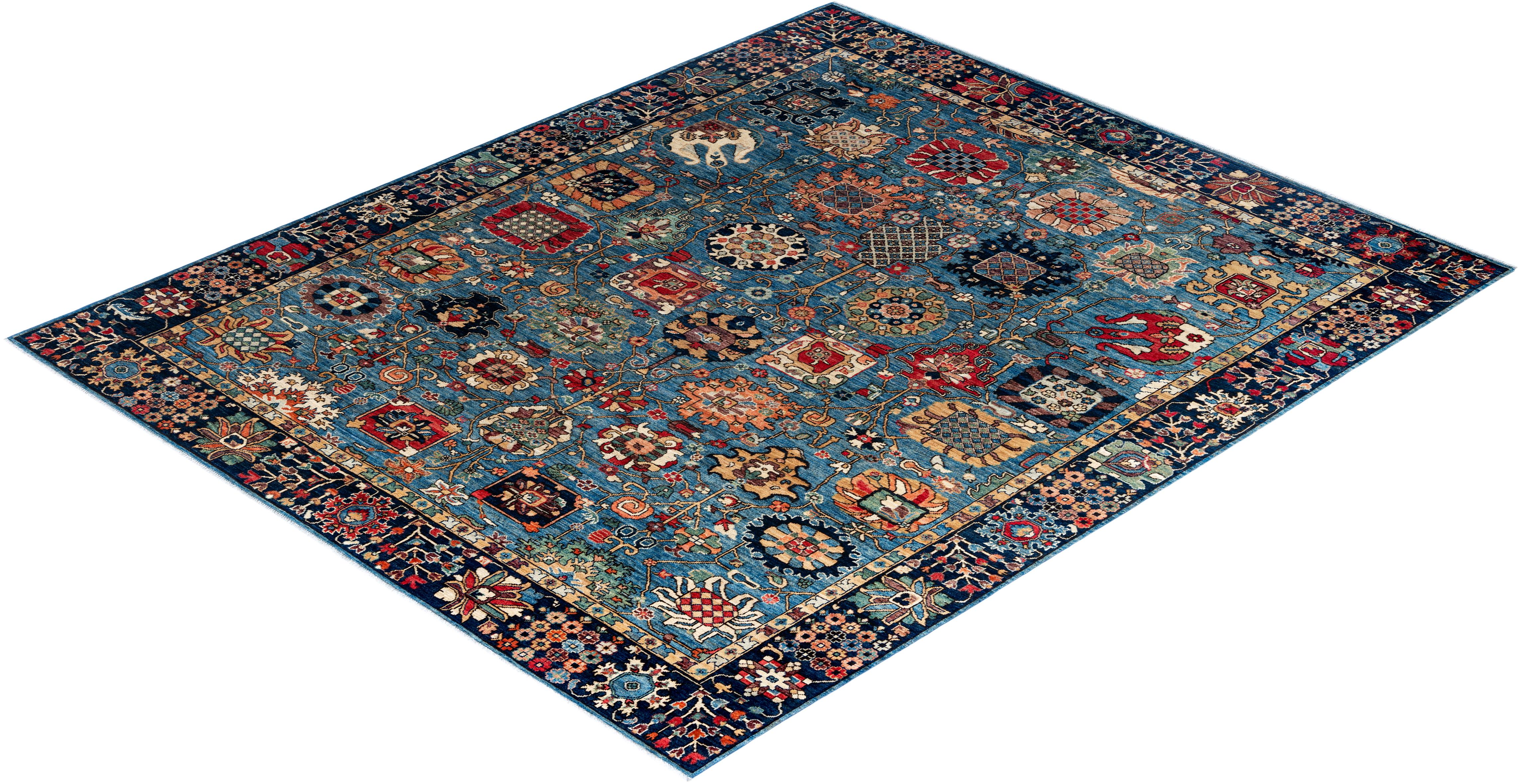 Traditional Serapi Hand Knotted Wool Blue Area Rug 8' 0