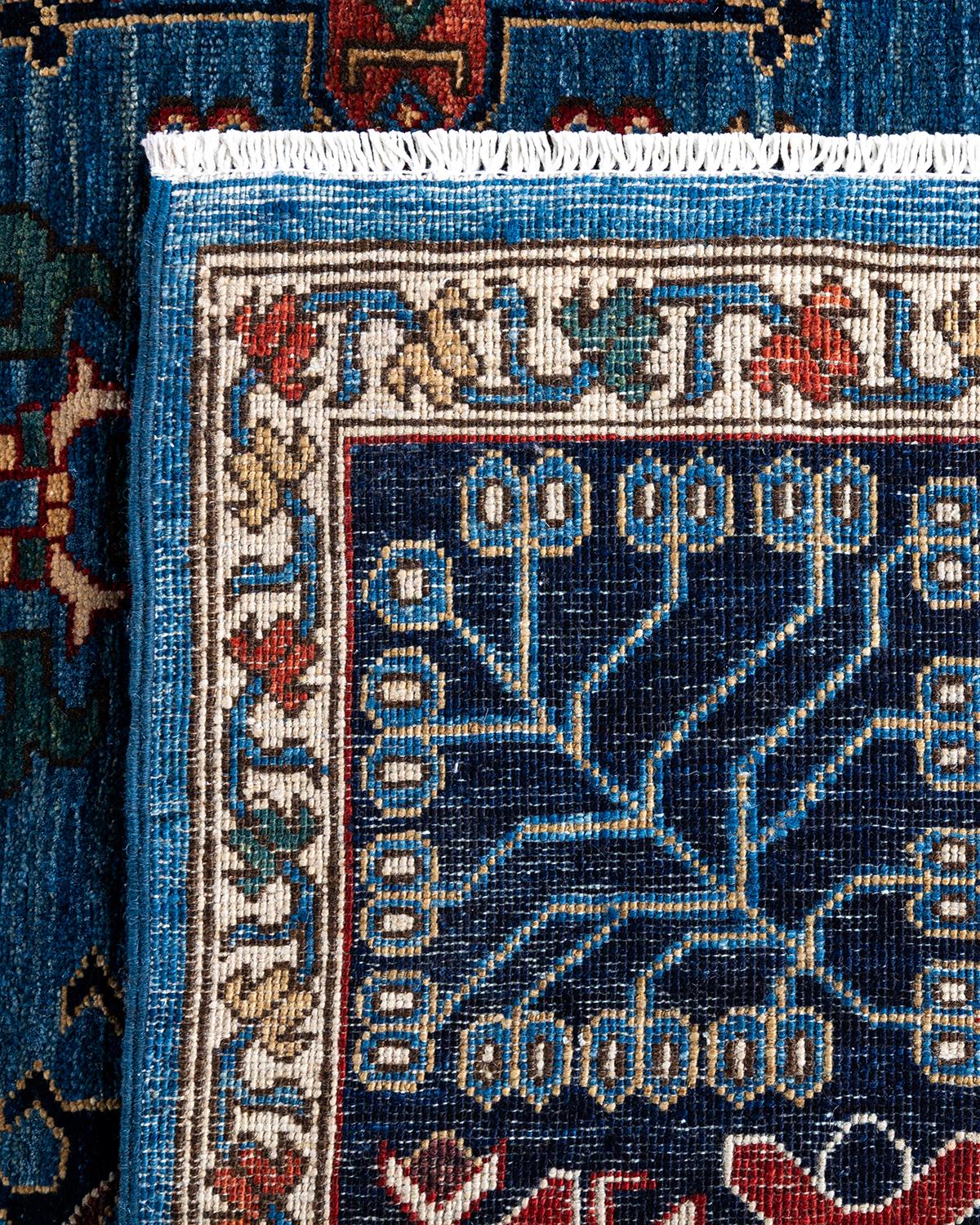 XXIe siècle et contemporain Tapis traditionnel Serapi noué à la main bleu de 8' 0