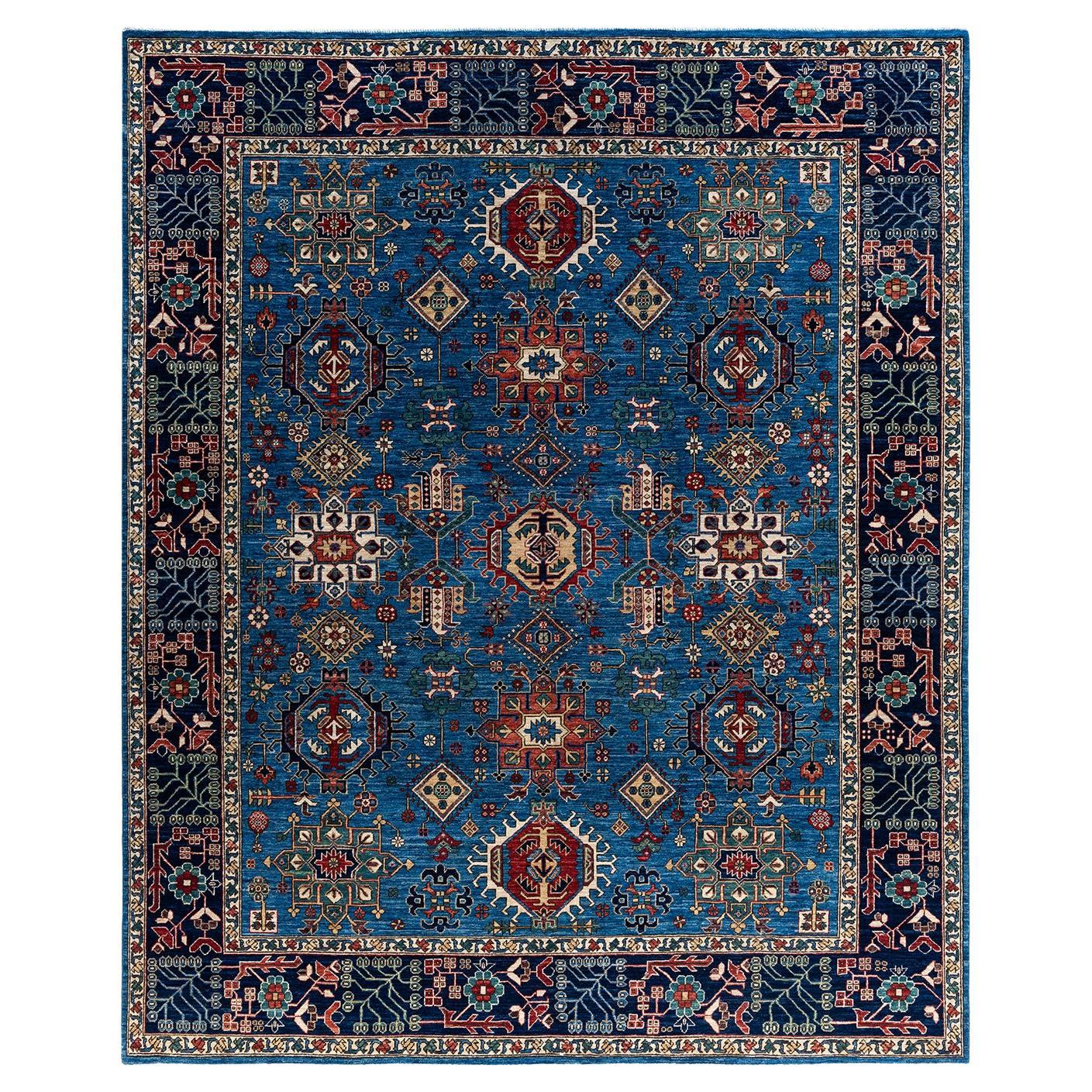 Traditional Serapi Hand Knotted Wool Blue Area Rug 8' 0" x 9' 9"