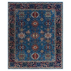 Traditional Serapi Hand Knotted Wool Blue Area Rug 8' 0" x 9' 9"