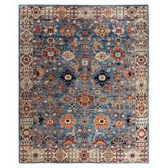 Traditional Serapi Hand Knotted Wool Blue Area Rug 8
 0" x 9
 9"