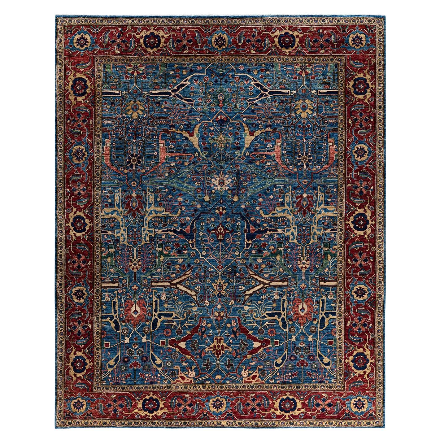 Traditional Serapi Hand Knotted Wool Blue Area Rug 8' 1" x 10' 0"