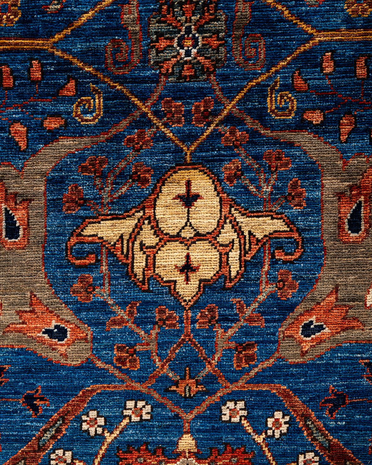 Traditioneller handgeknüpfter blauer Serapi-Teppich aus Wolle 8' 1