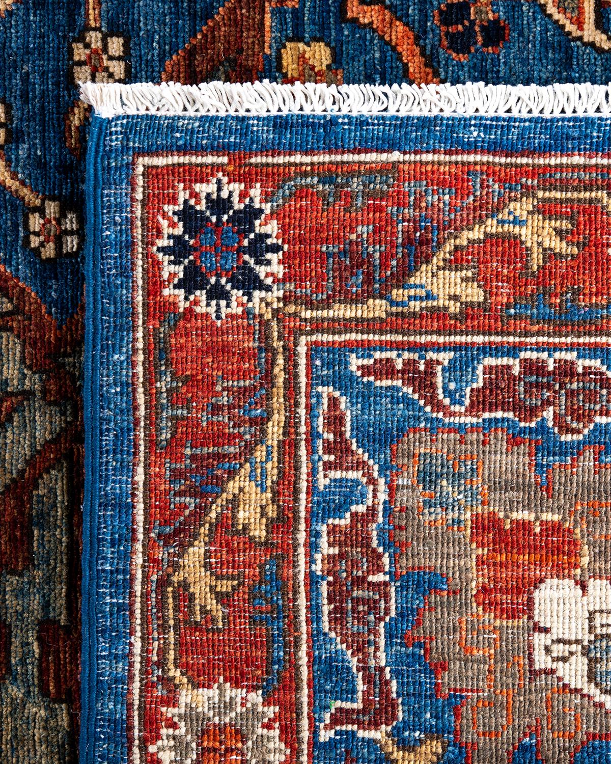 Traditioneller handgeknüpfter blauer Serapi-Teppich aus Wolle 8' 1