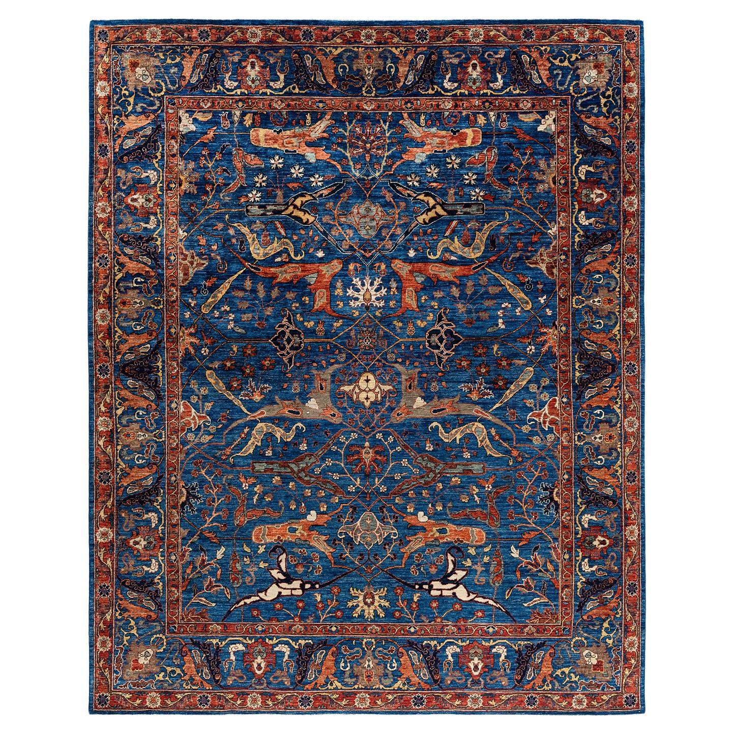 Traditional Serapi Hand Knotted Wool Blue Area Rug 8' 1" x 10' 1"