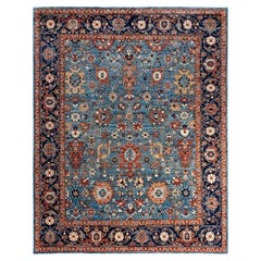 Traditional Serapi Hand Knotted Wool Blue Area Rug 8' 1" x 10' 1"