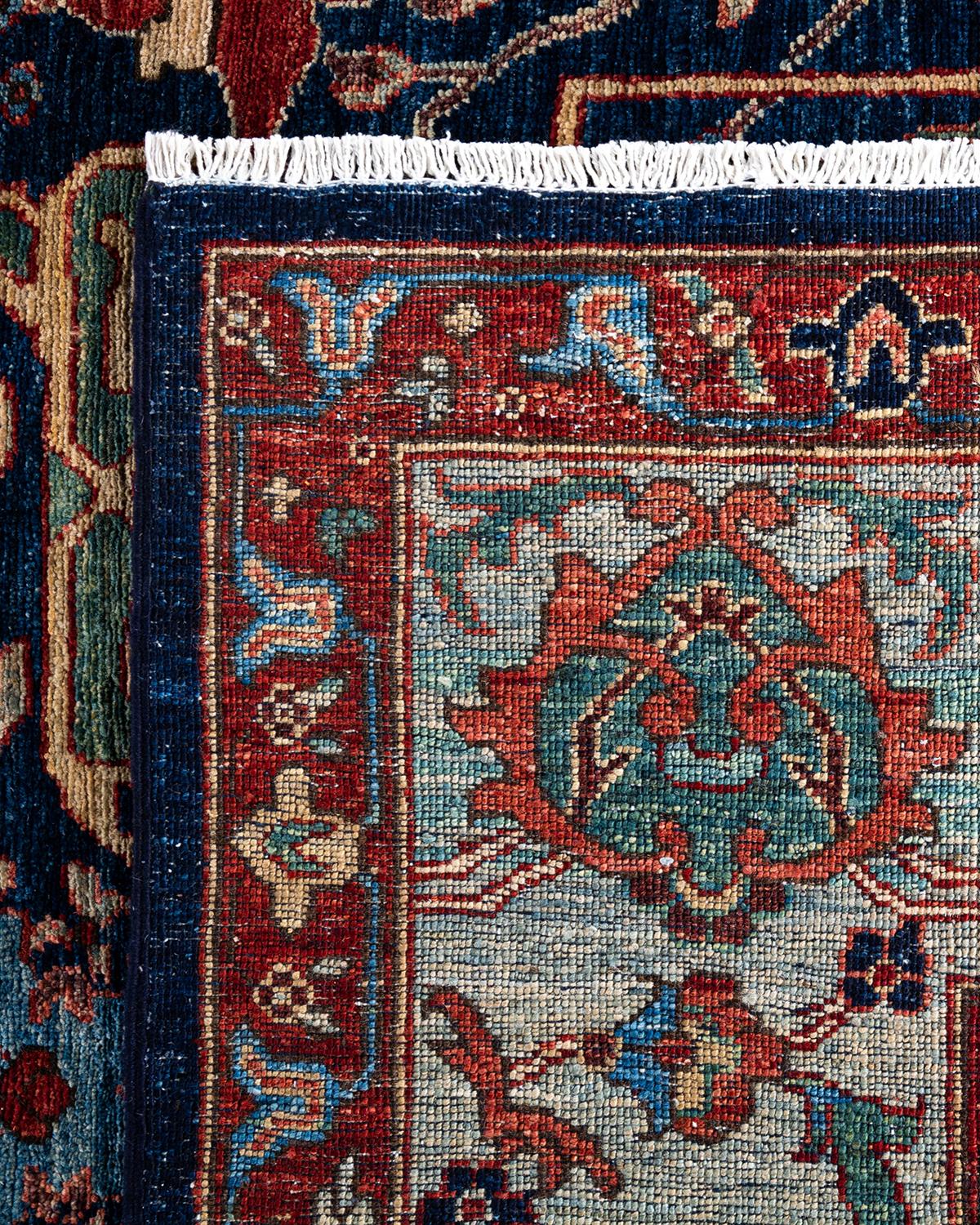 XXIe siècle et contemporain Traditional Serapi Tapis bleu en laine nouée à la main 8' 1