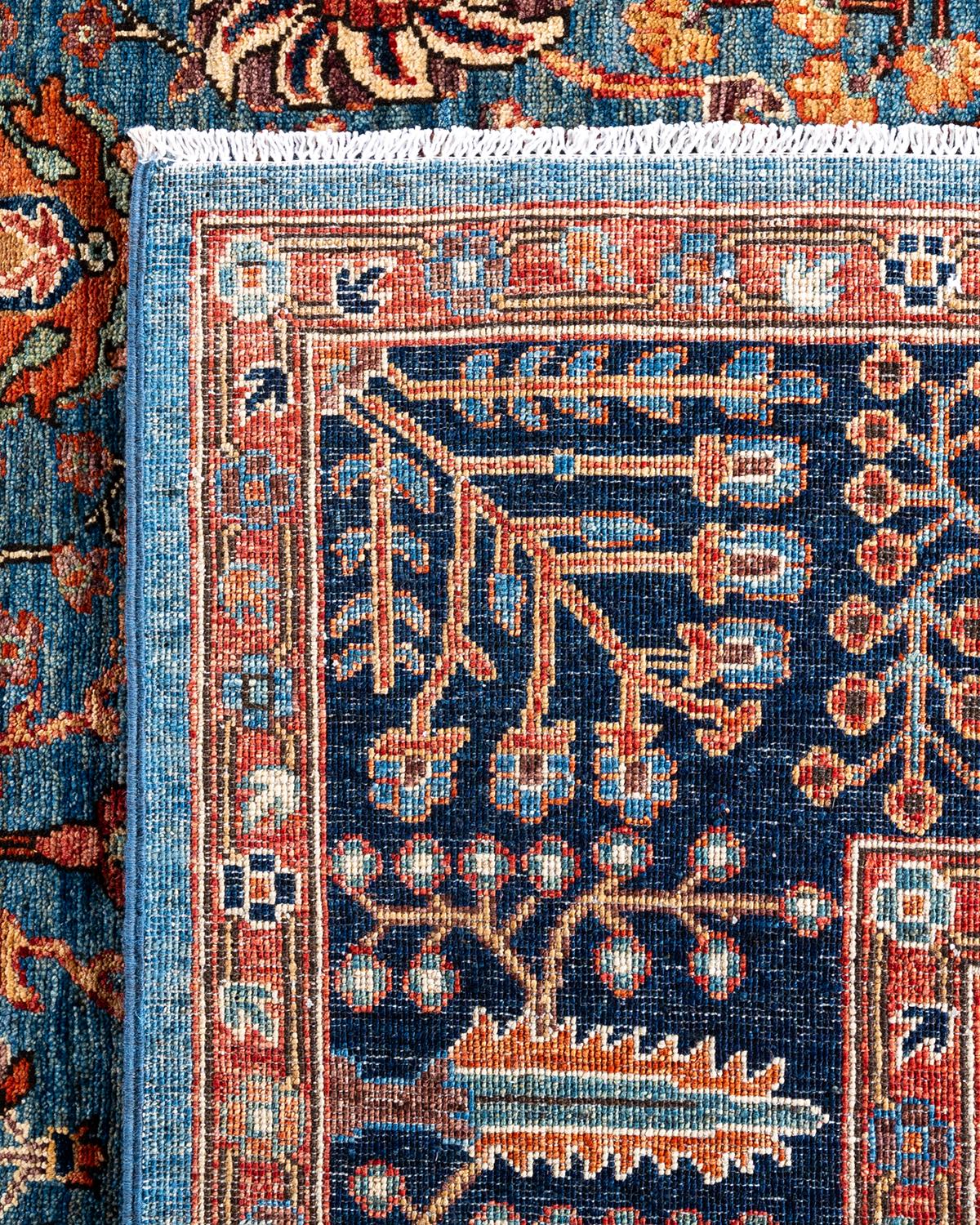 XXIe siècle et contemporain Traditional Serapi Tapis bleu en laine nouée à la main 8' 1