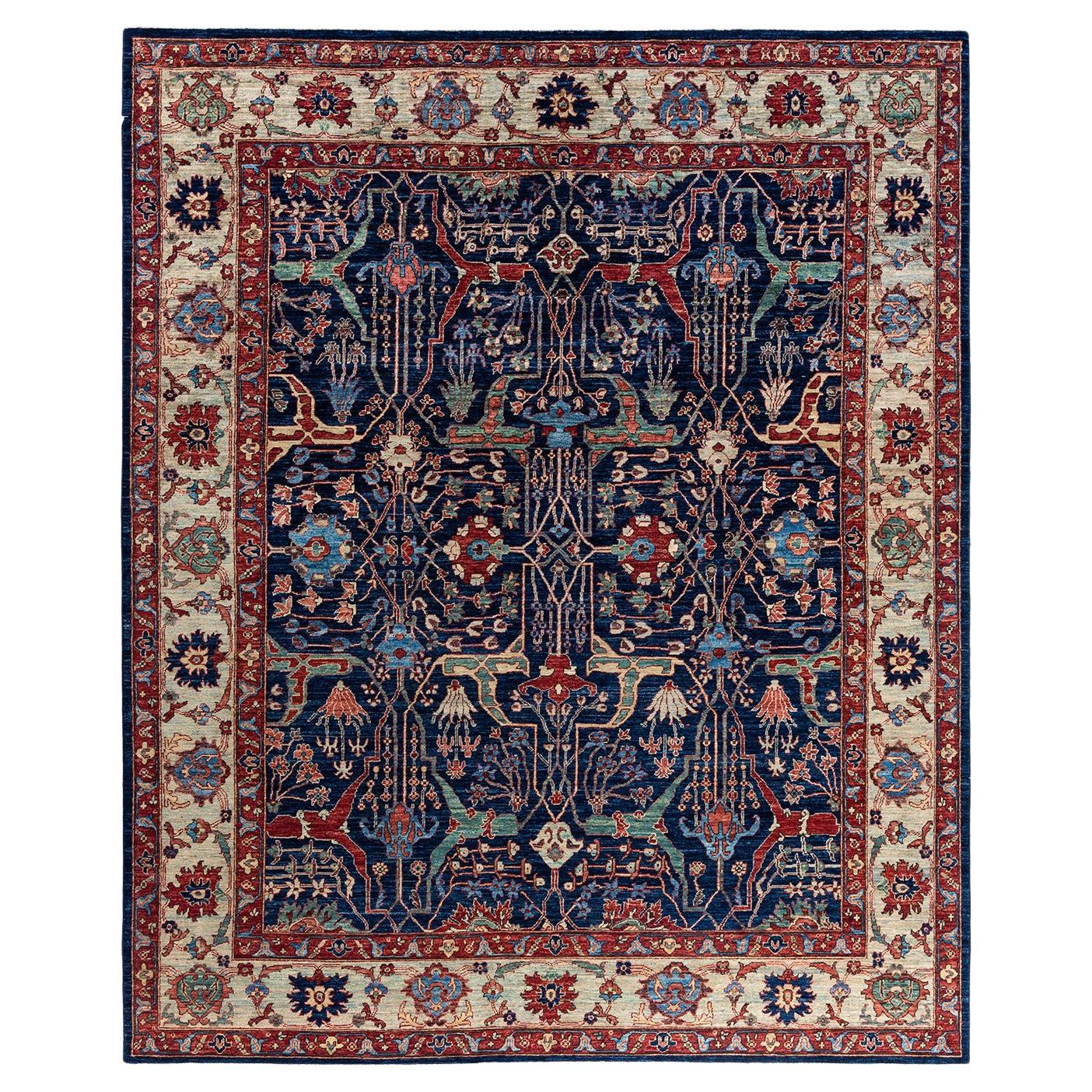 Traditional Serapi Hand Knotted Wool Blue Area Rug 8' 1" x 9' 10"