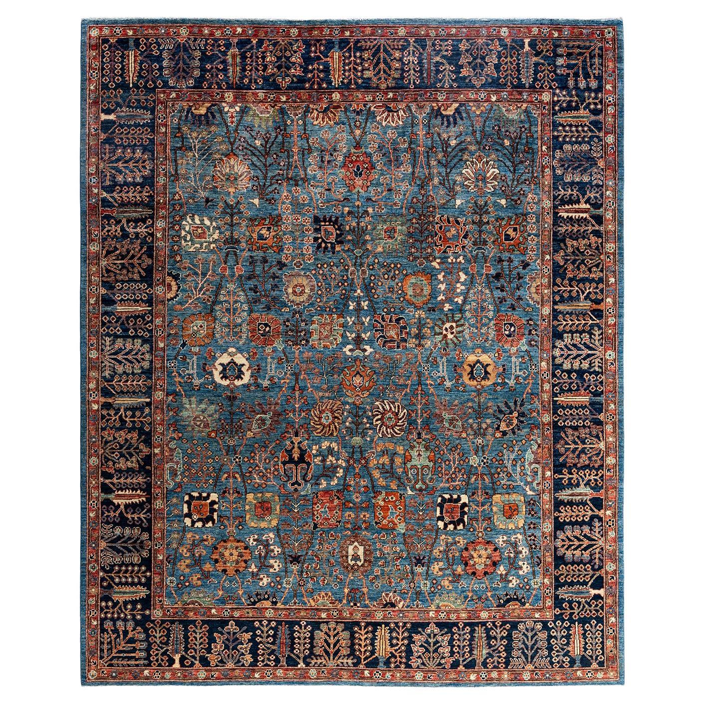 Traditional Serapi Hand Knotted Wool Blue Area Rug 8' 1" x 9' 10"