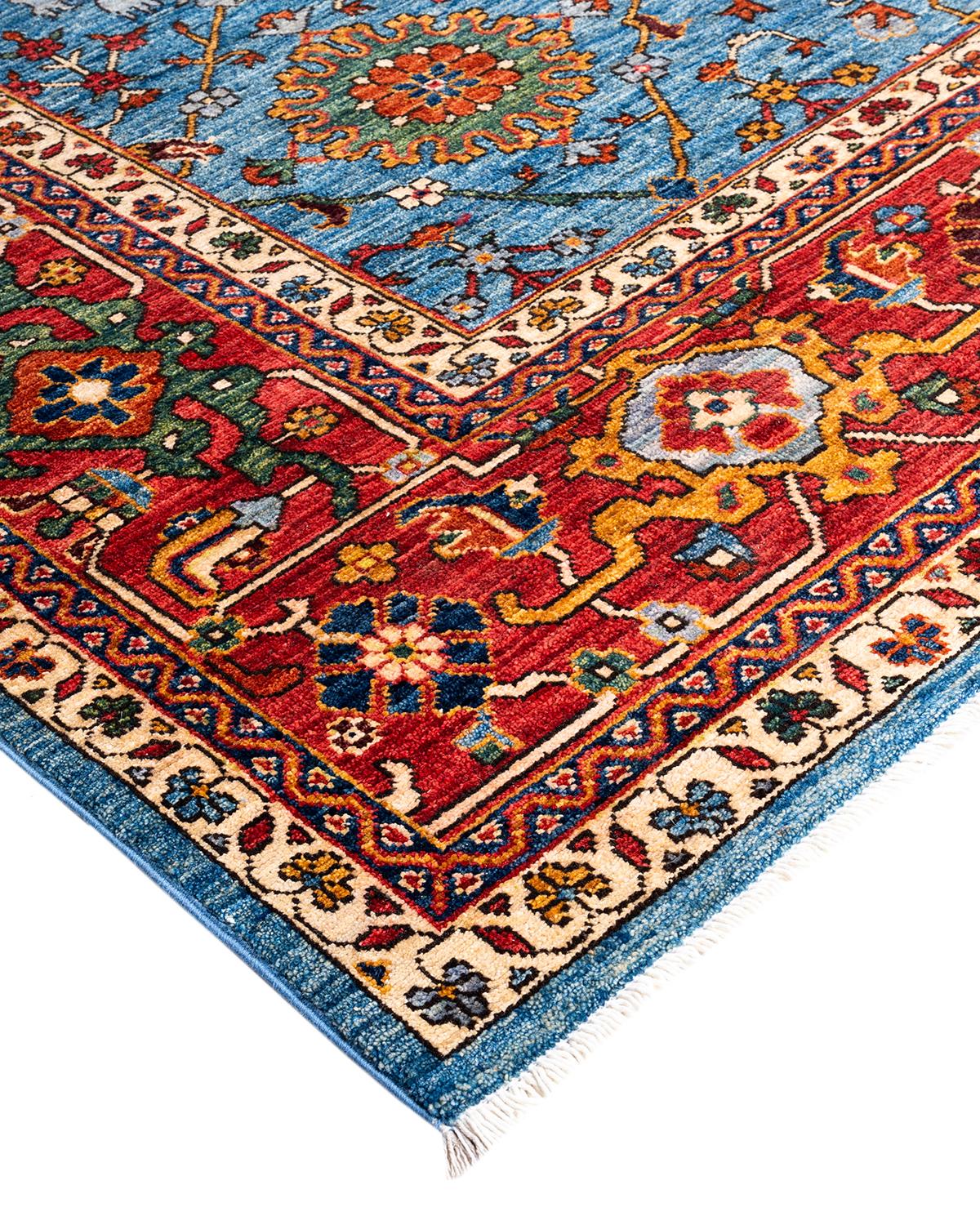 Persian rug-making at its finest inspired the rich colors, elaborate geometric motifs, and botanical detailing of the Serapi collection. With as many as 100 knots per inch, these handcrafted rugs are as durable as they are visually stunning, and