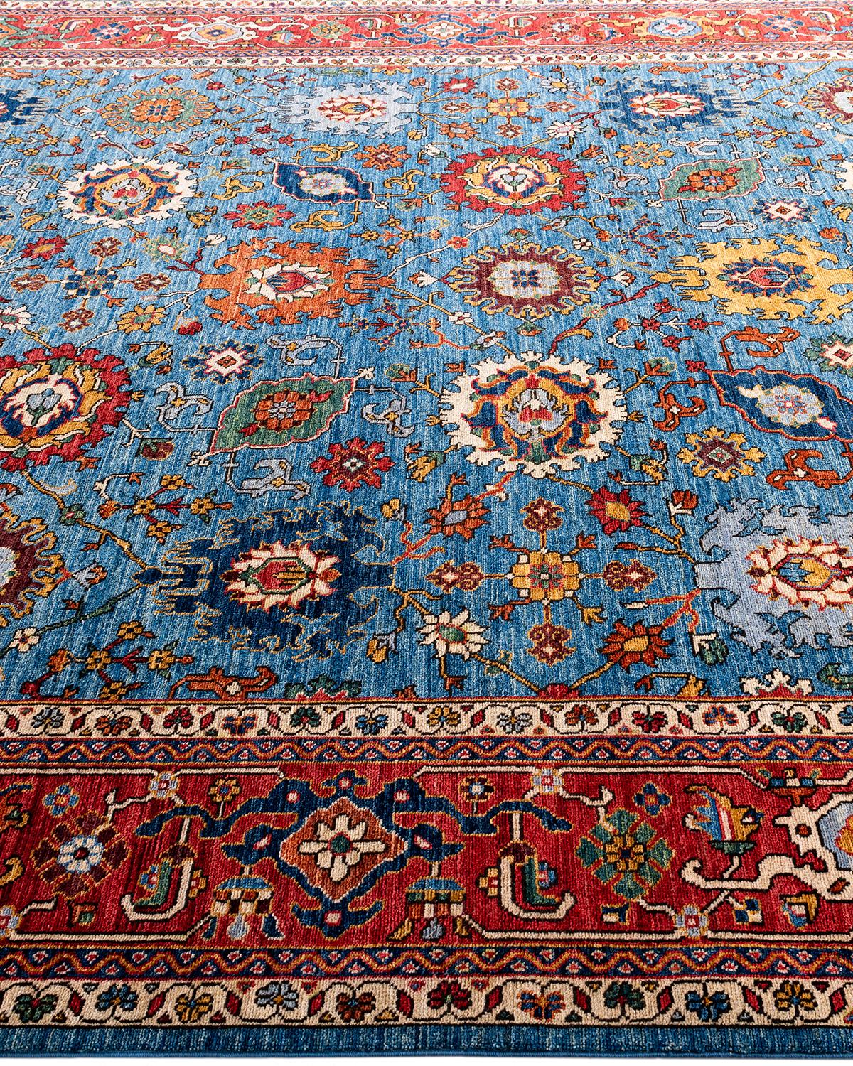 Traditional Serapi Hand Knotted Wool Blue Area Rug 8' 1