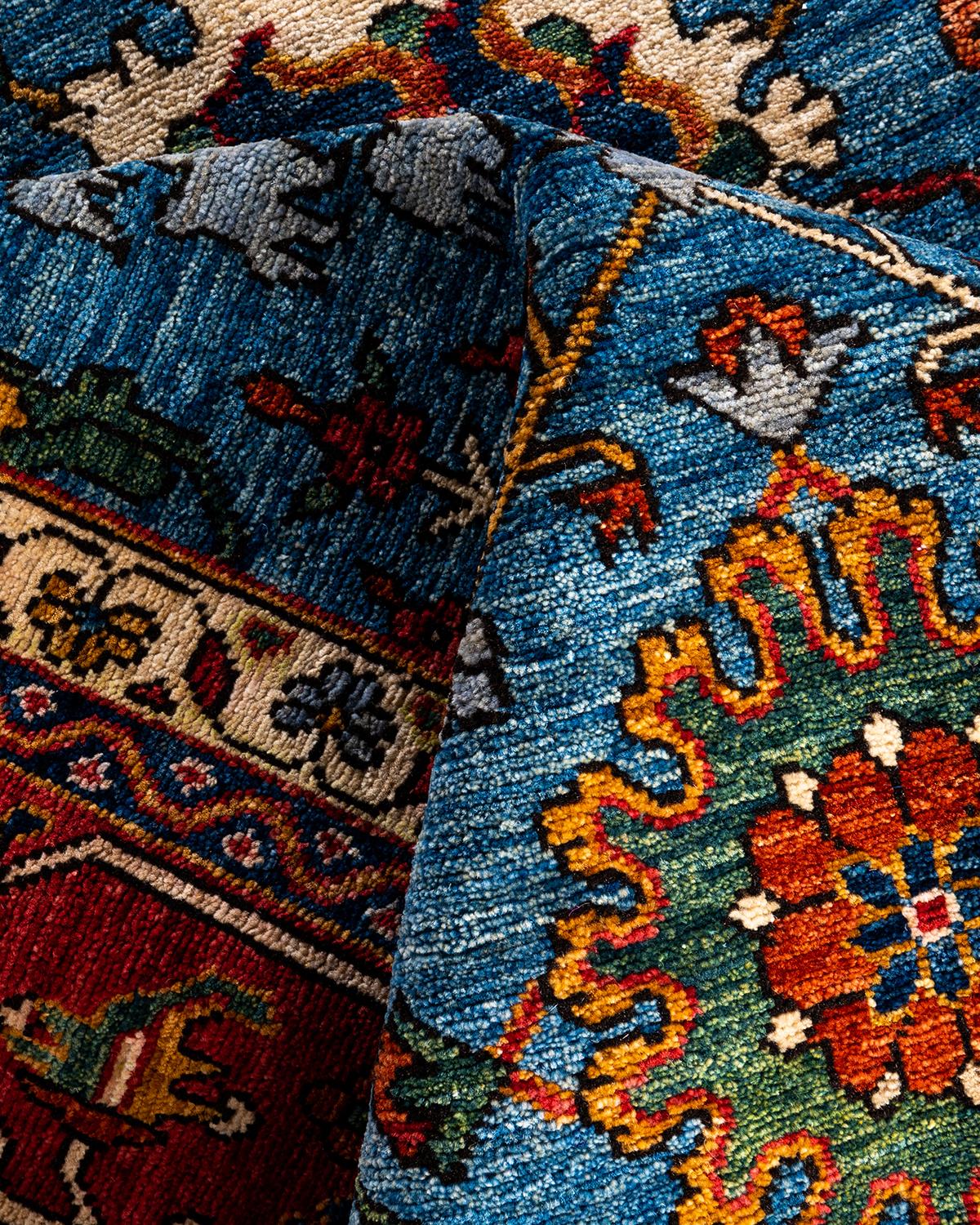 Traditional Serapi Hand Knotted Wool Blue Area Rug 8' 1