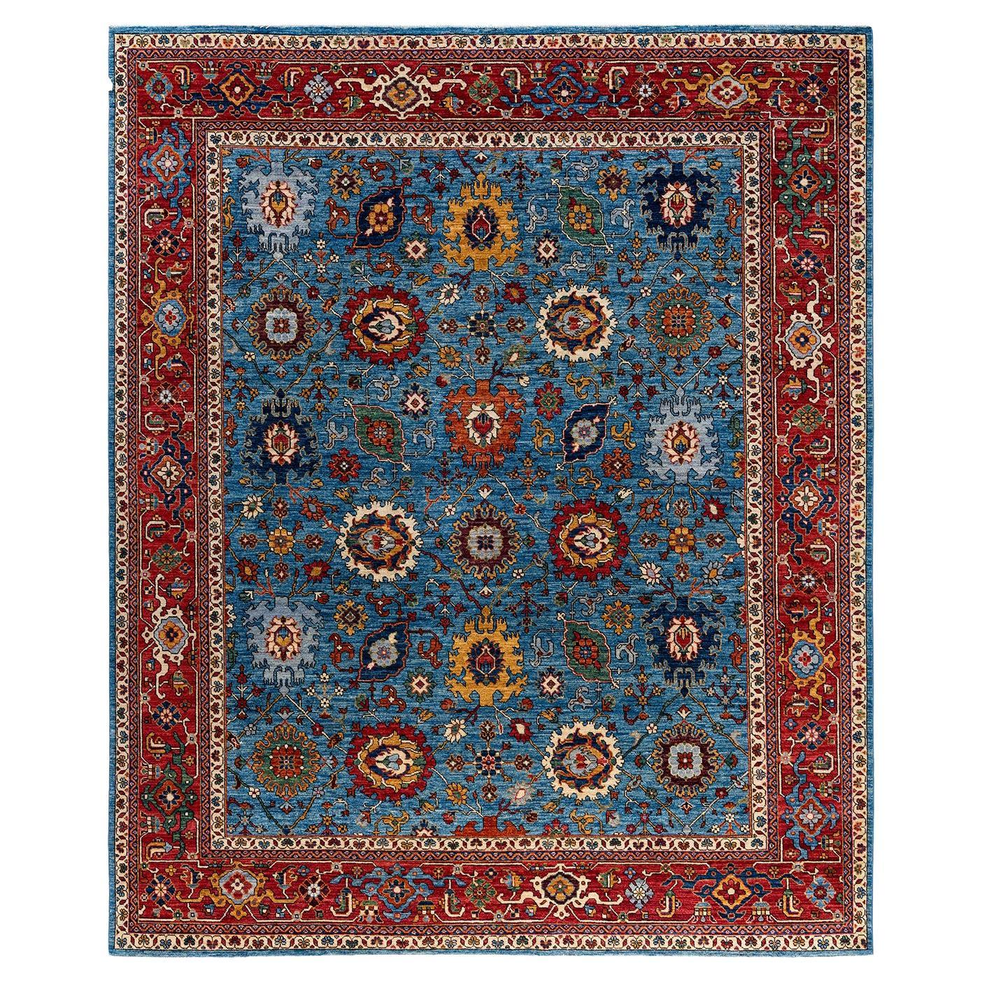 Traditional Serapi Hand Knotted Wool Blue Area Rug 8' 1" x 9' 8"