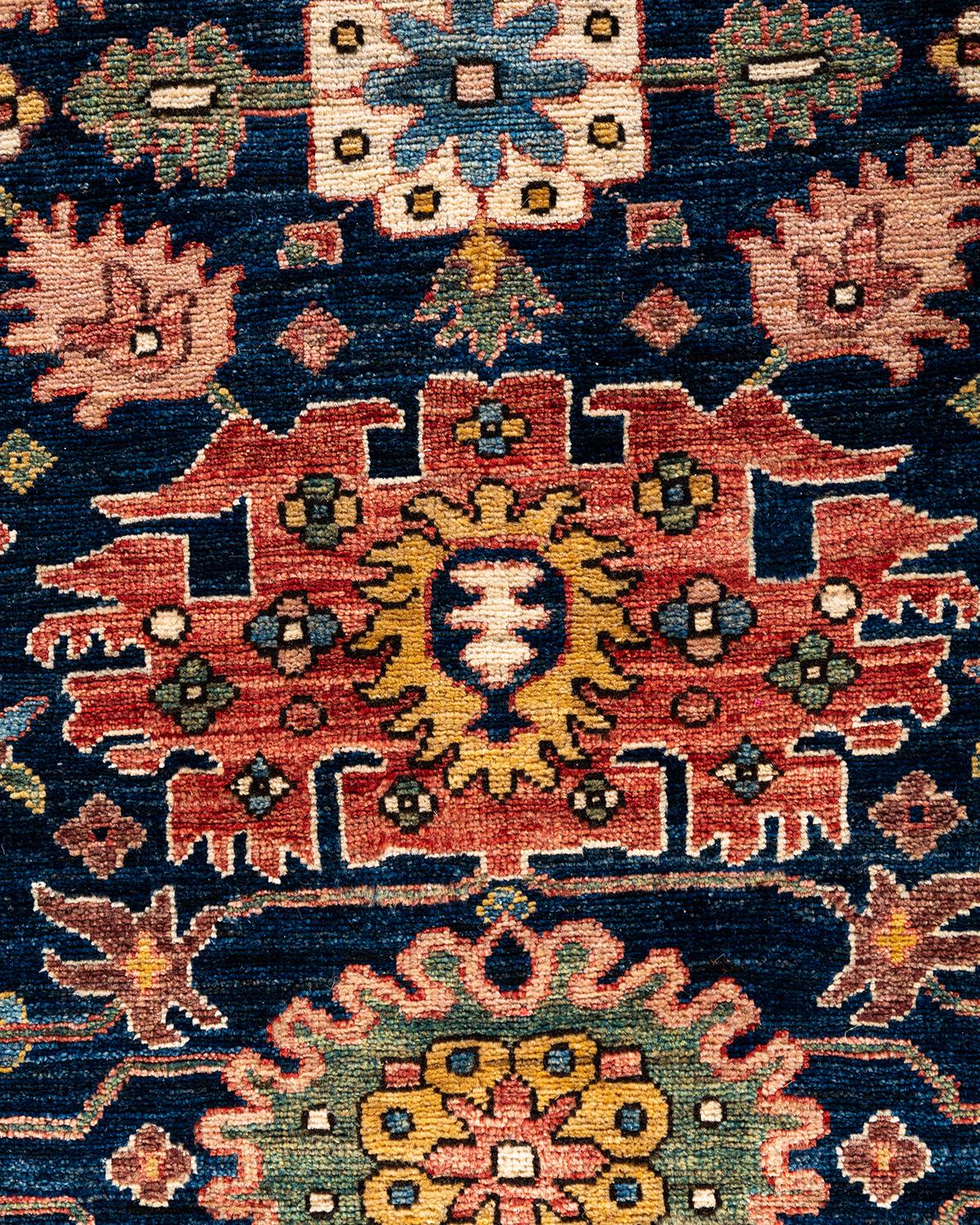 Pakistanais Tapis traditionnel Serapi noué à la main bleu de 8' 1