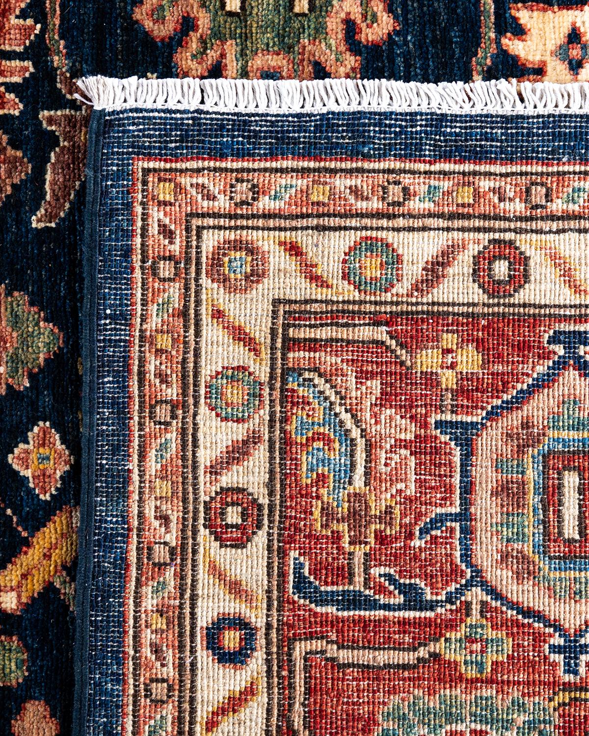 XXIe siècle et contemporain Tapis traditionnel Serapi noué à la main bleu de 8' 1