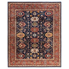 Traditional Serapi Hand Knotted Wool Blue Area Rug 8' 1" x 9' 9"