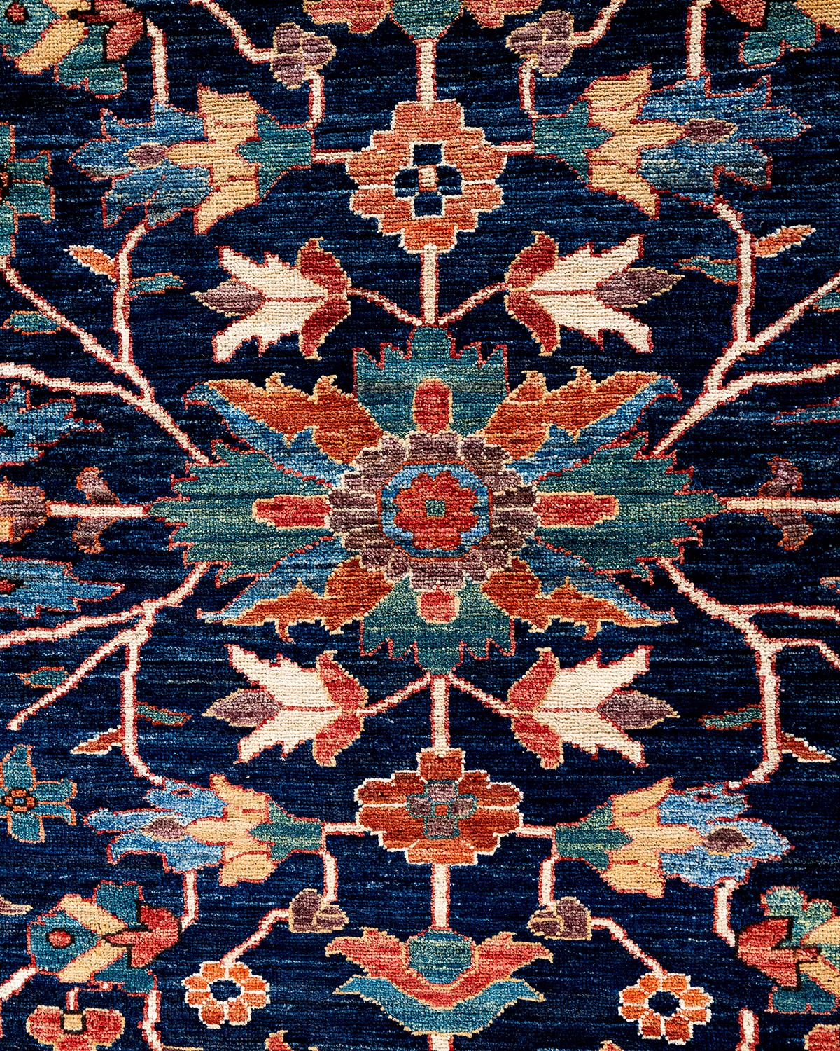 Pakistani Traditional Serapi Hand Knotted Wool Blue Area Rug 8' 11