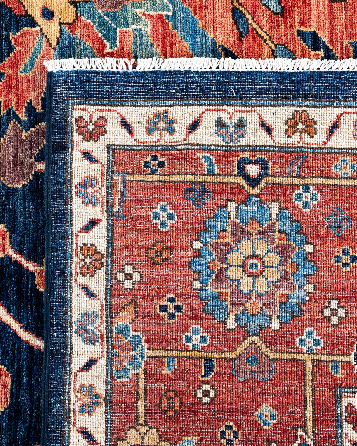 Traditional Serapi Hand Knotted Wool Blue Area Rug 8' 11