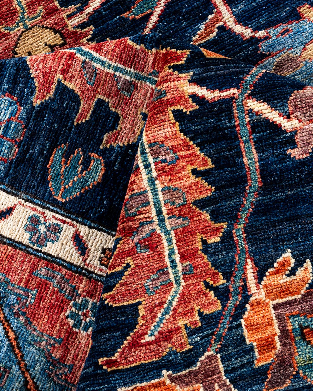 Traditional Serapi Hand Knotted Wool Blue Area Rug 8' 11