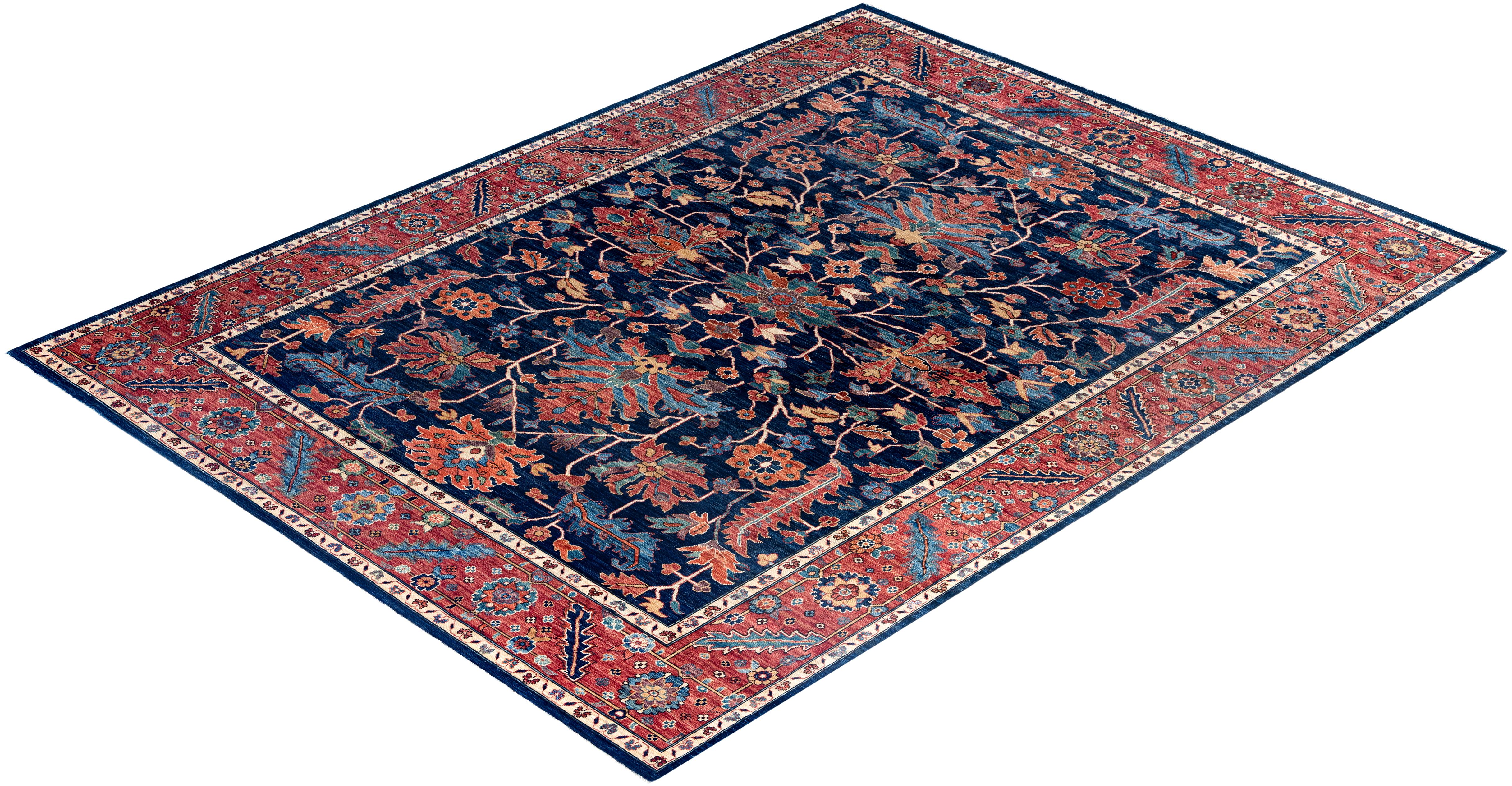 Traditional Serapi Hand Knotted Wool Blue Area Rug 8' 11
