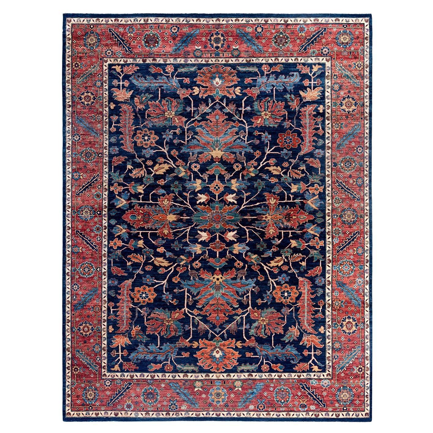 Traditional Serapi Hand Knotted Wool Blue Area Rug 8' 11" x 11' 9"