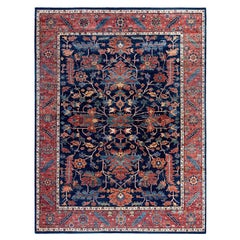Traditional Serapi Hand Knotted Wool Blue Area Rug 8' 11" x 11' 9"