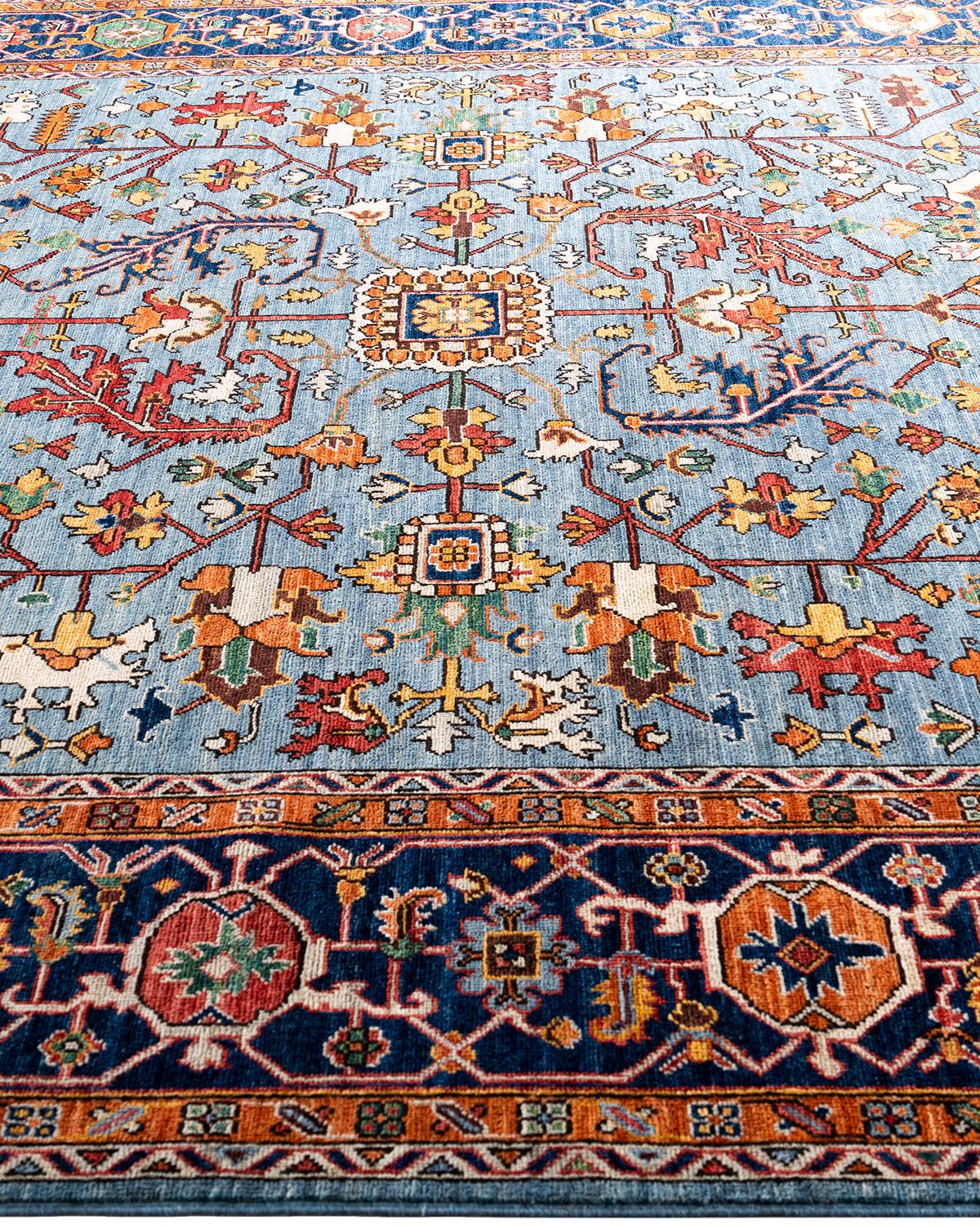 Traditional Serapi Hand Knotted Wool Blue Area Rug 8' 2