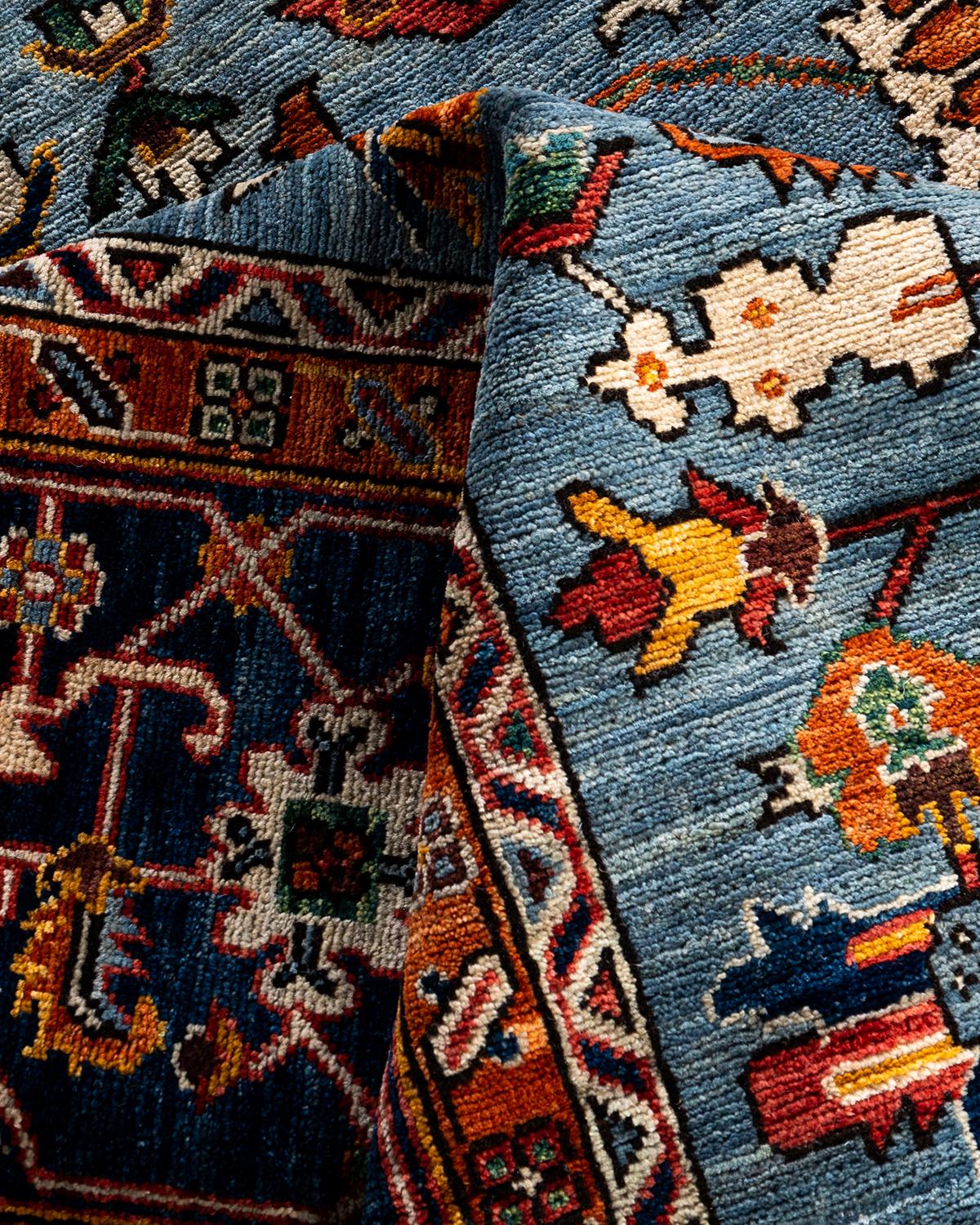 Traditional Serapi Hand Knotted Wool Blue Area Rug 8' 2