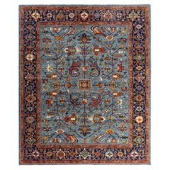 Traditional Serapi Hand Knotted Wool Blue Area Rug 8' 2" x 9' 10"