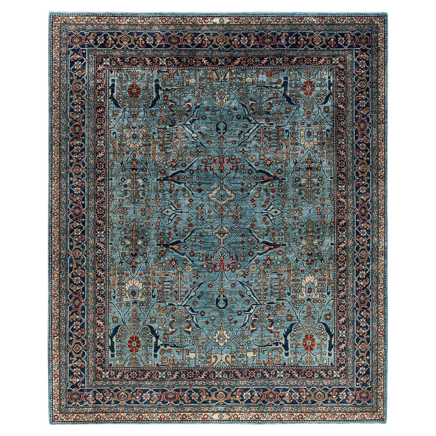 Traditional Serapi Hand Knotted Wool Blue Area Rug 8' 2" x 9' 3"