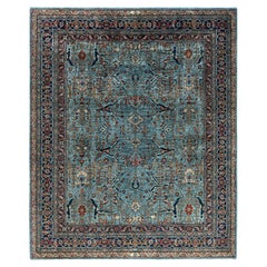 Traditional Serapi Hand Knotted Wool Blue Area Rug 8' 2" x 9' 3"