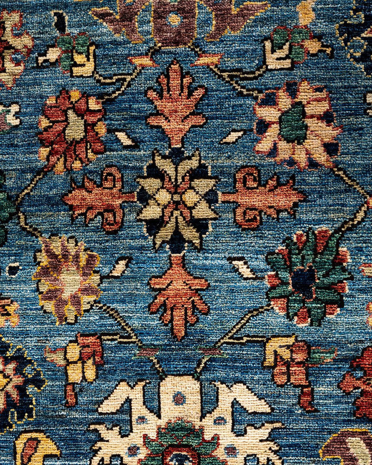 Pakistanais Tapis traditionnel Serapi noué à la main bleu de 8' 2