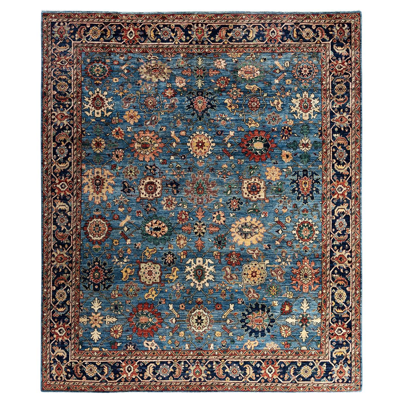 Traditional Serapi Hand Knotted Wool Blue Area Rug 8' 2" x 9' 7"