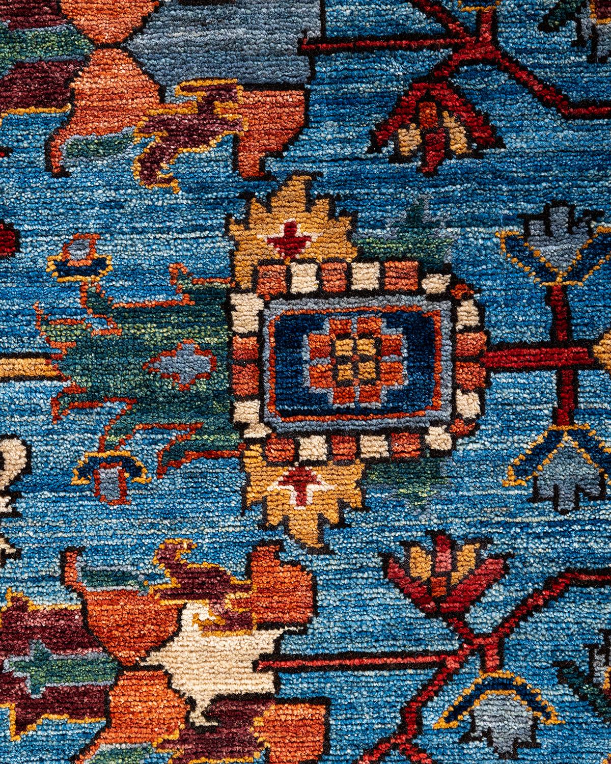 Pakistanais Tapis traditionnel Serapi noué à la main bleu de 8' 2
