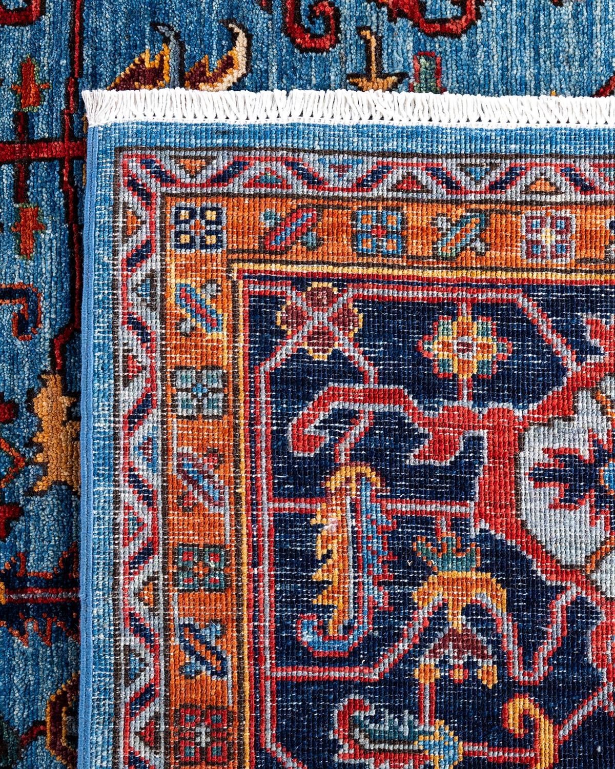 XXIe siècle et contemporain Tapis traditionnel Serapi noué à la main bleu de 8' 2