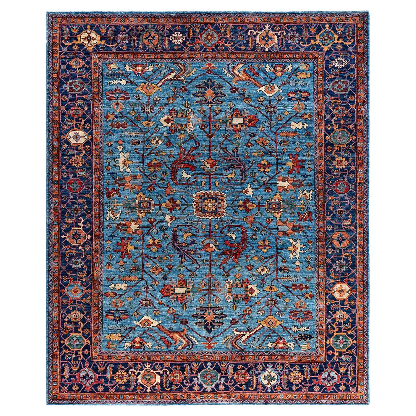 Traditional Serapi Hand Knotted Wool Blue Area Rug 8' 2" x 9' 8"