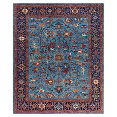Traditional Serapi Hand Knotted Wool Blue Area Rug 8' 2" x 9' 8"