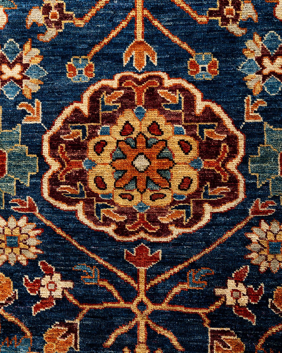 Pakistanais Tapis traditionnel Serapi noué à la main bleu de 8' 3