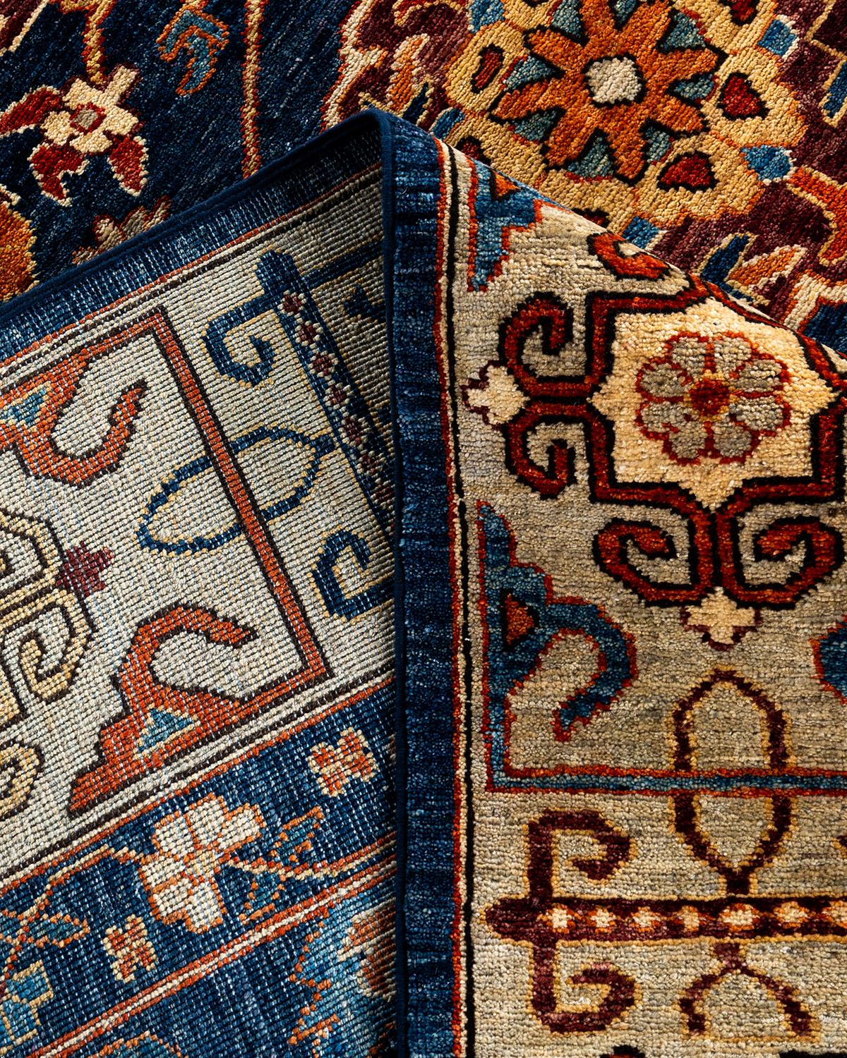 Laine Tapis traditionnel Serapi noué à la main bleu de 8' 3